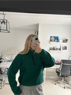 TNA Dark Green Fleece Half-Zip Pullover